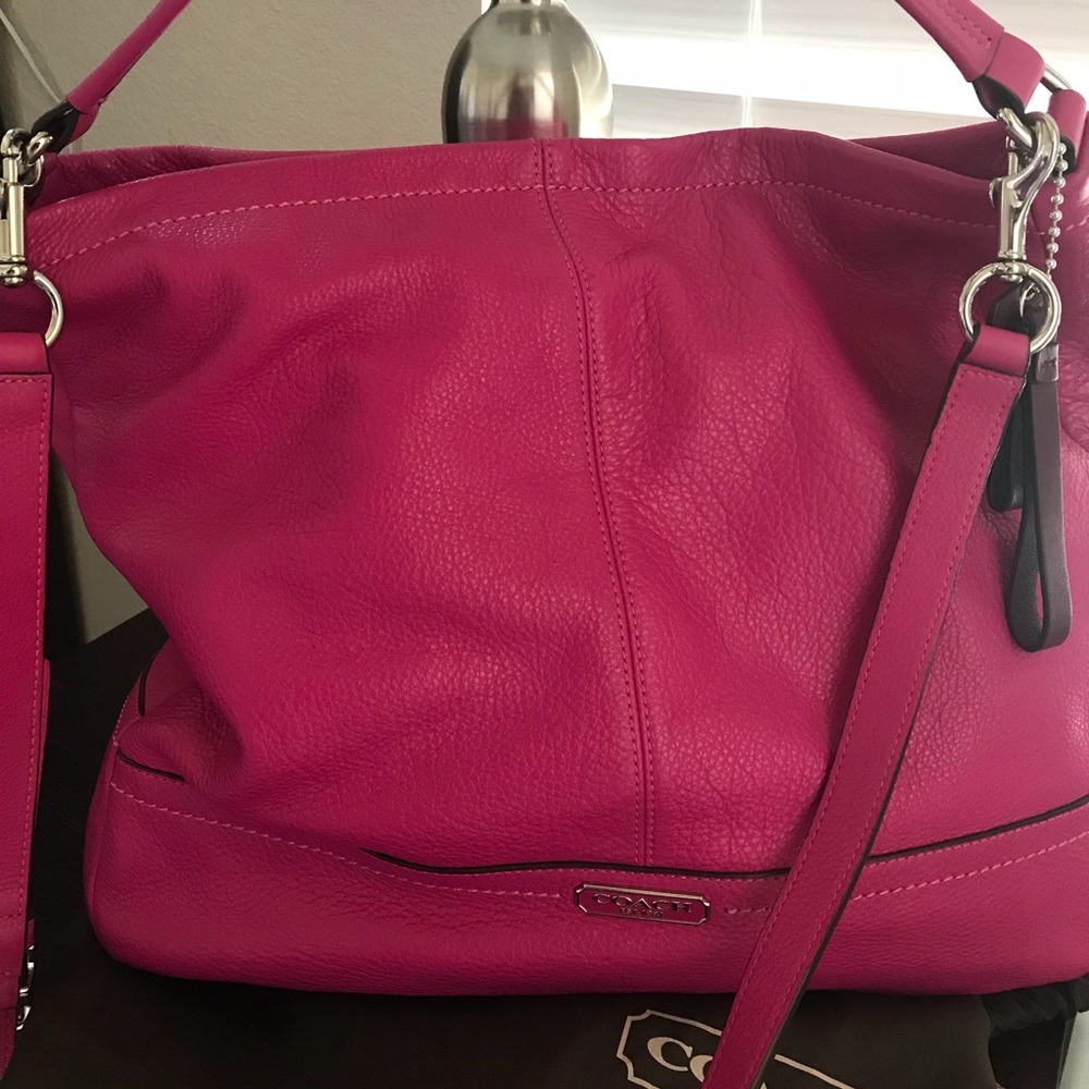 Coach Magenta leather hobo EUC